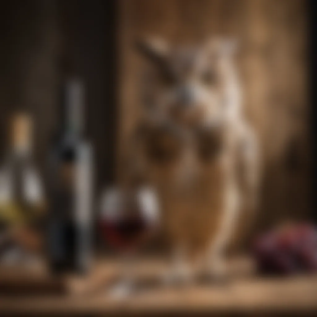 A bottle of Winking Owl wine elegantly placed on a rustic wooden table