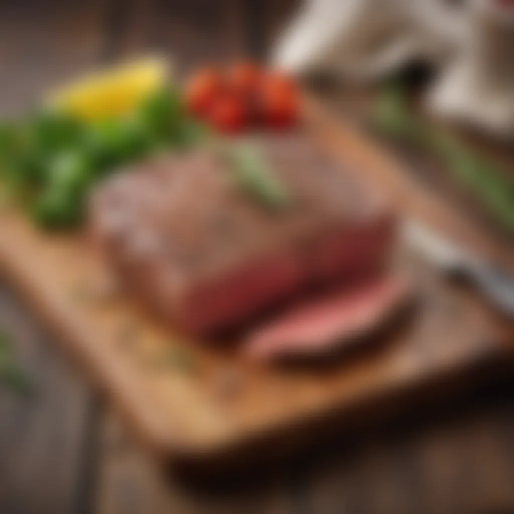 Beef cuts arranged on a wooden board