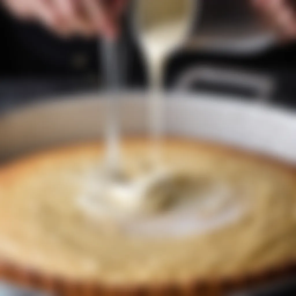 Whisking together the delicate yogurt cake batter Exquisite yogurt cake batter preparation