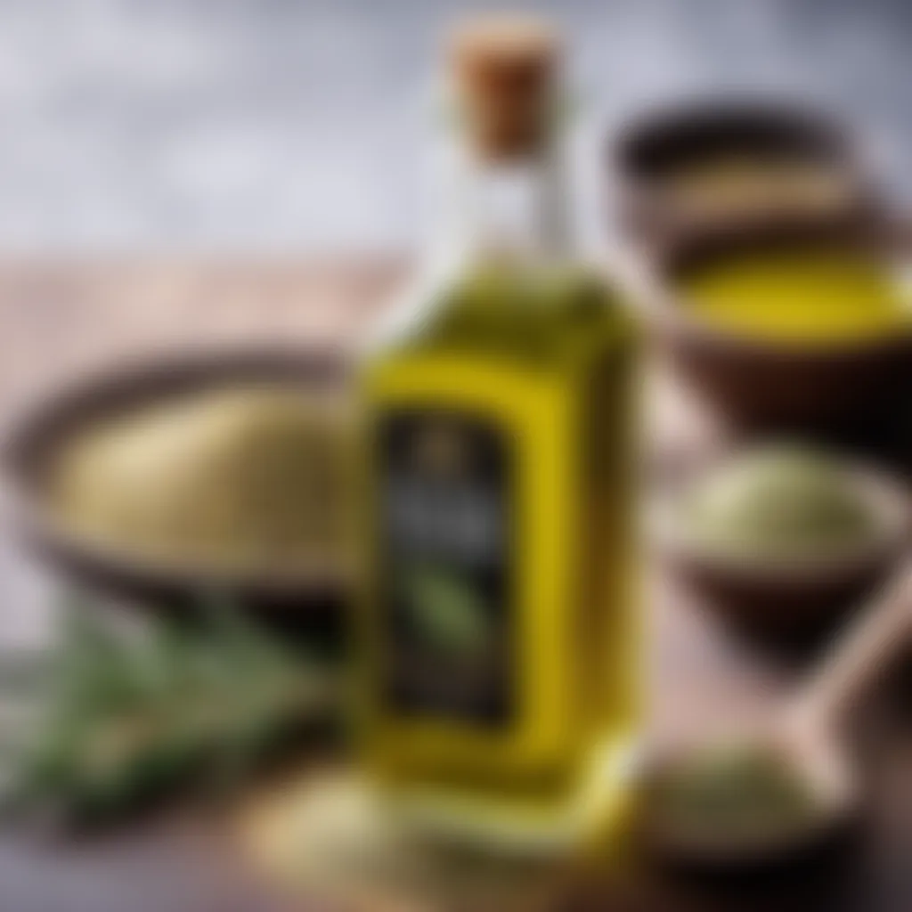 Zaatar infused olive oil in a glass bottle