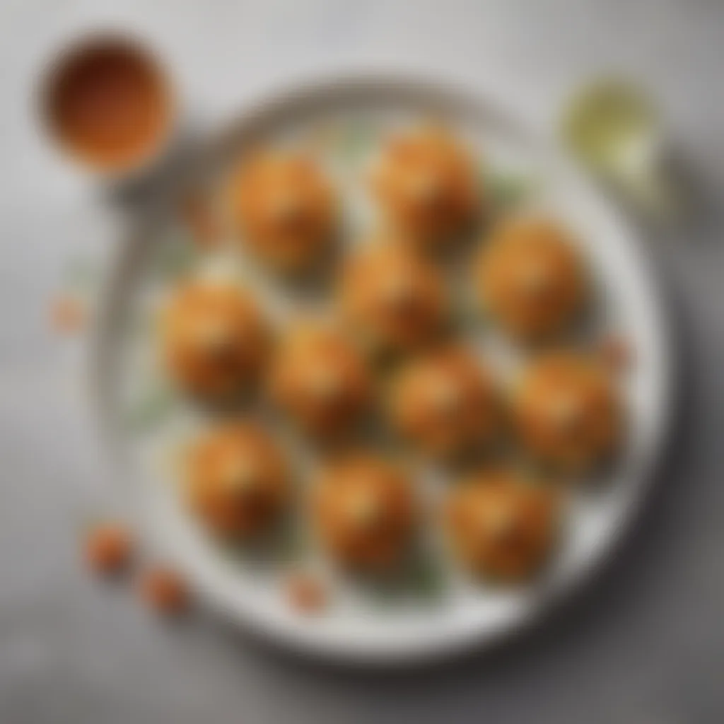 Exquisite Zucchini Blossom Fritters Presentation Zucchini Blossom Fritters on Elegant Platter