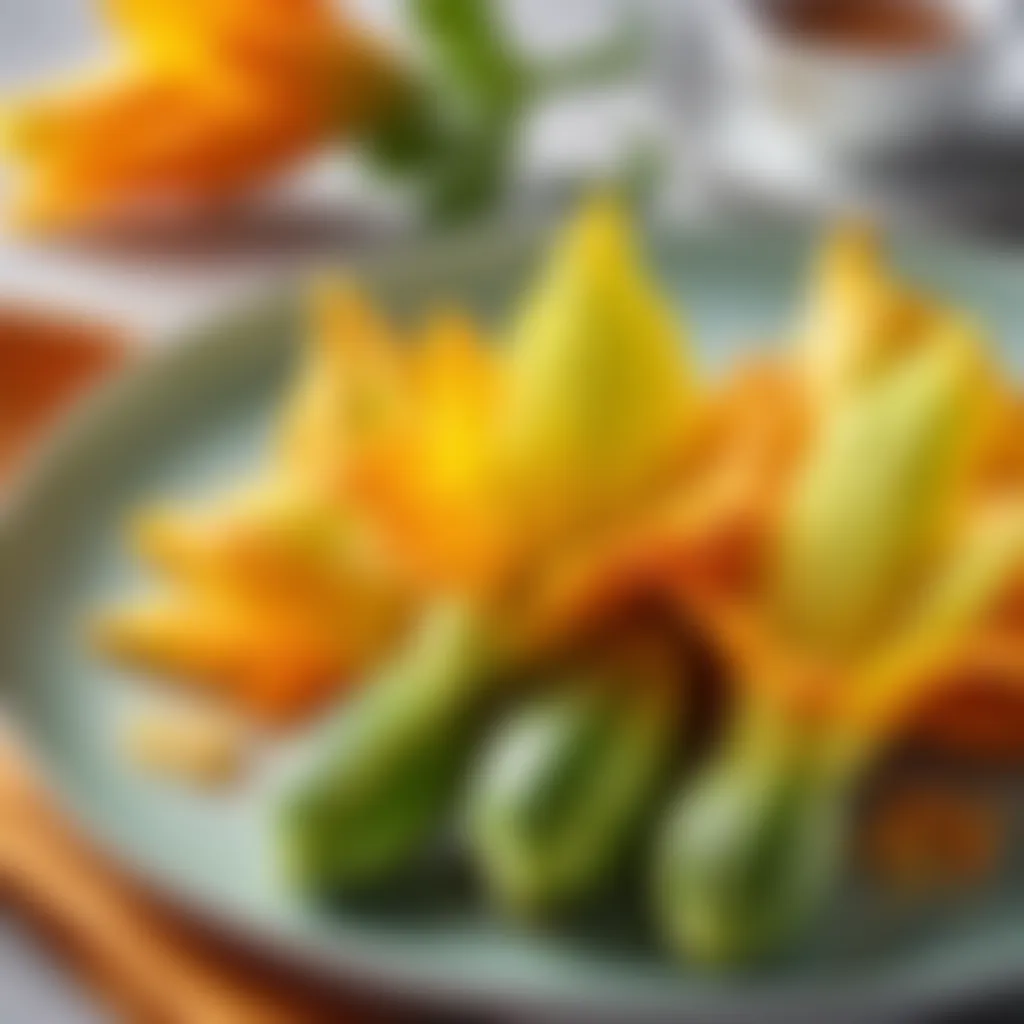 Garnished Zucchini Flowers on a Plate