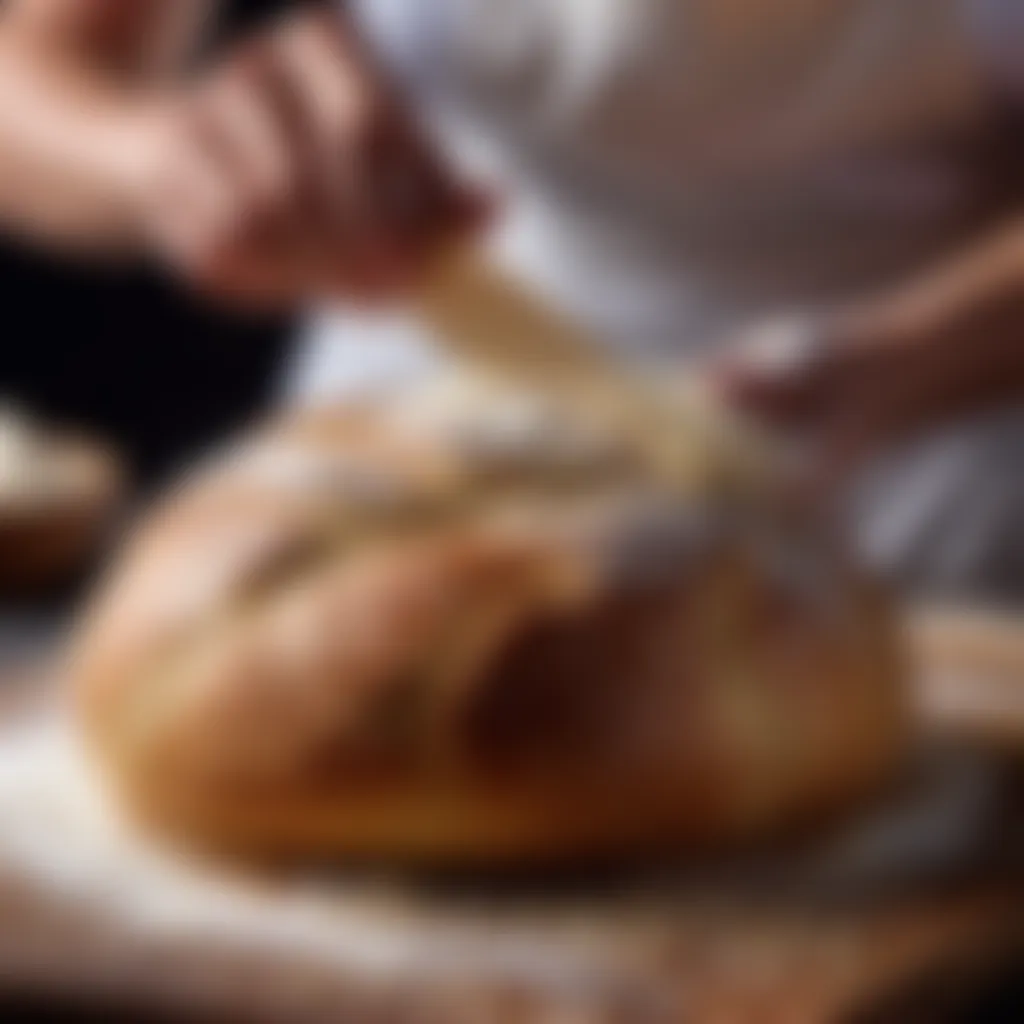 Zwiebelbrot dough being kneaded